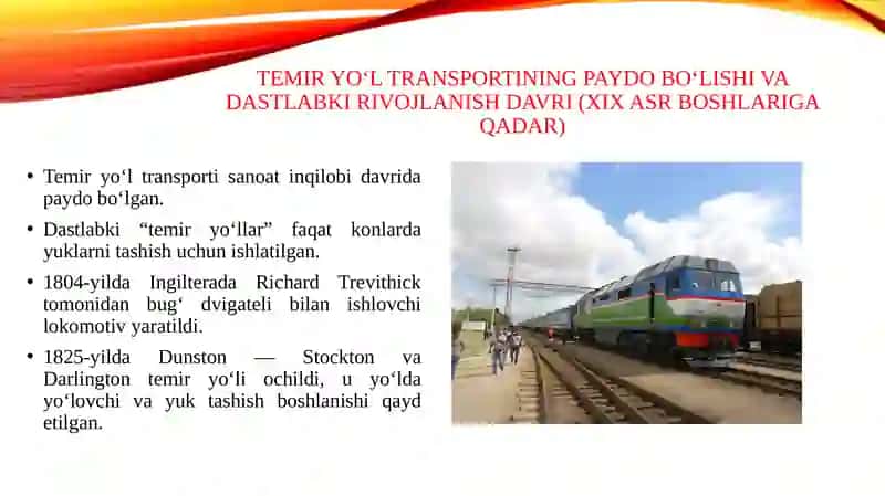 Temir yo’l transporting rivojlanish tarixi 3