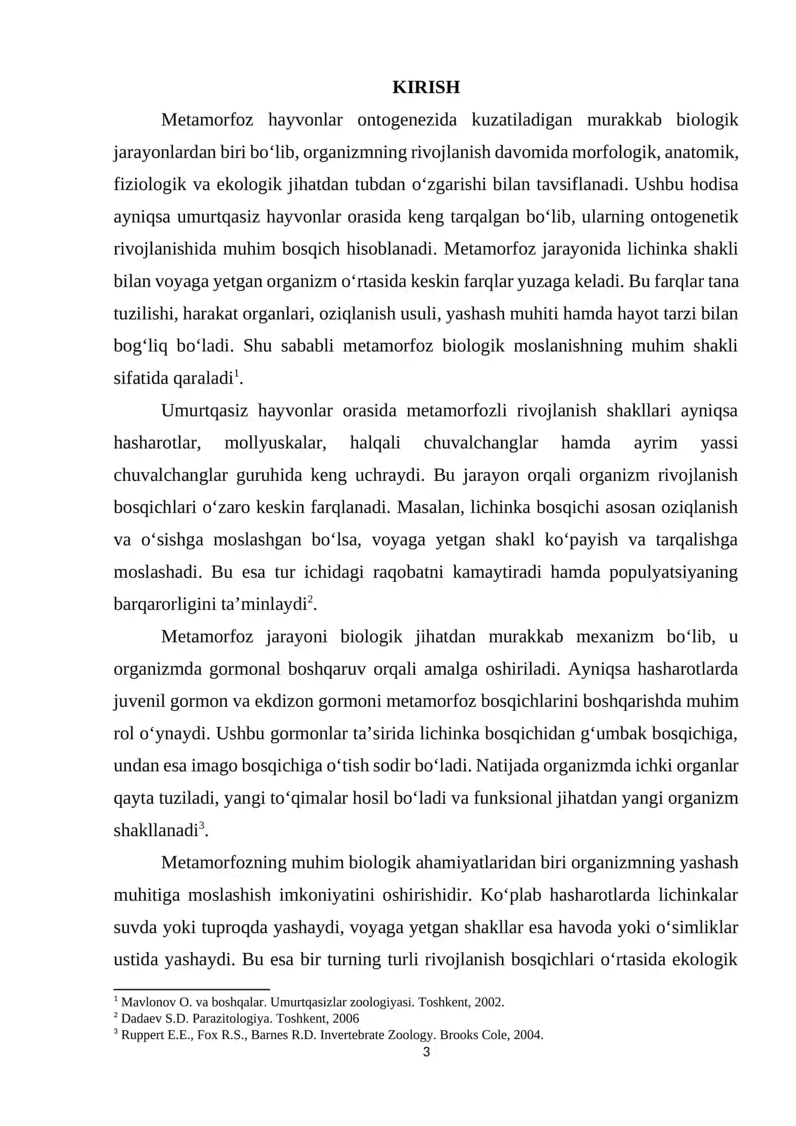Metamorfozning umurtqasiz hayvonlar uchun ahamiyati 3