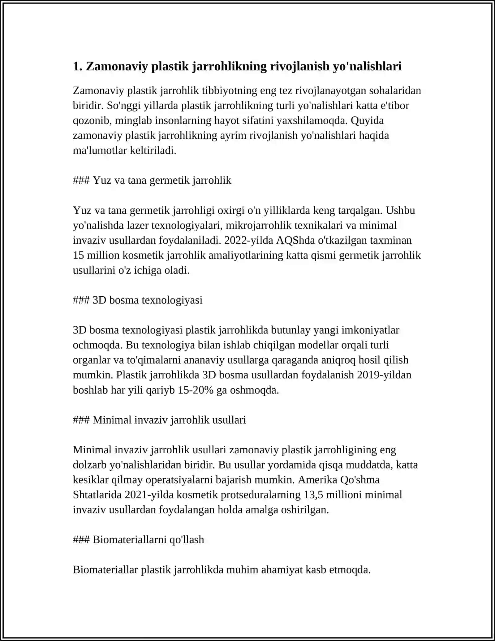 Zamonaviy plastik jarrohlikning rivojlanish yo'nalishlari 3