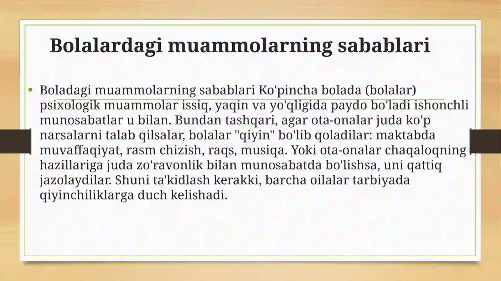 Bolalardagi psixologik muammolar. O’smir shaxsida axloqiy tushunchalar paydo bo’lishi 3