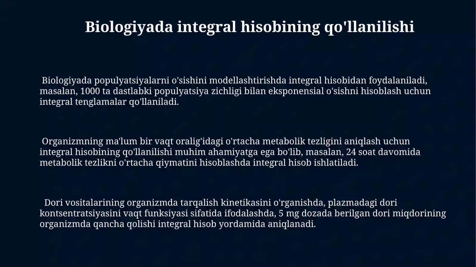 Karrali integrallarning biologiya va meditsinadagi tatbiqlari 3