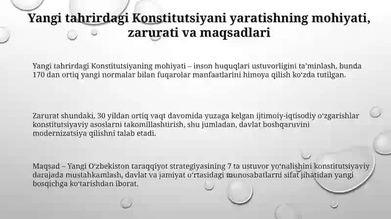 Yangi tahrirdagi Konstitutsiyaning mazmun mohiyati va qilinish bosqichlari 3