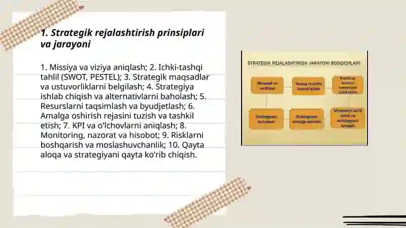 Strategik va taktik rejalashtirish,marketing nazorati O'rinboyeva Xushnida 3