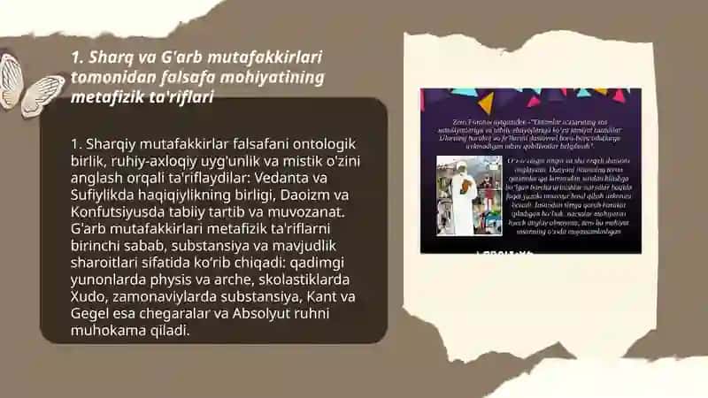 Falsafaning mohiyatiga oid Sharq va G'arb mutafakkirlari ta'riflarini tasniflash 3
