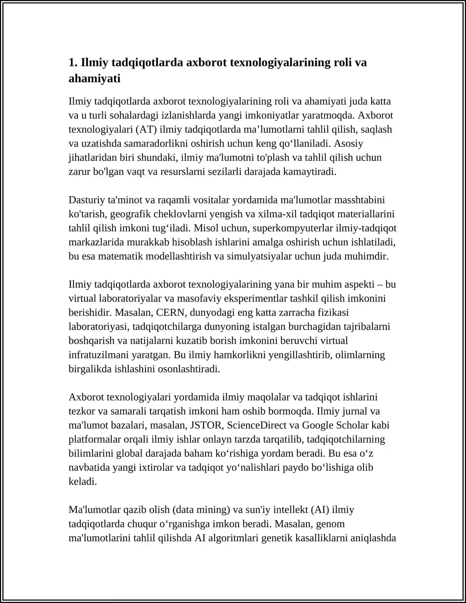 ILMIY TADQIQOTDA AXBOROT TEXNOLOGIYALARINING O'RNI 3