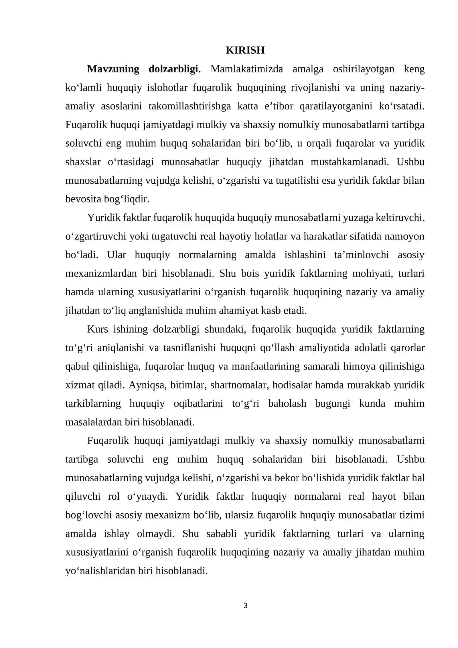 FUQAROLIK HUQUQIDA YURIDIK FAKTLARNING TURLARI VA ULARNING XUSUSIYATLARI 3