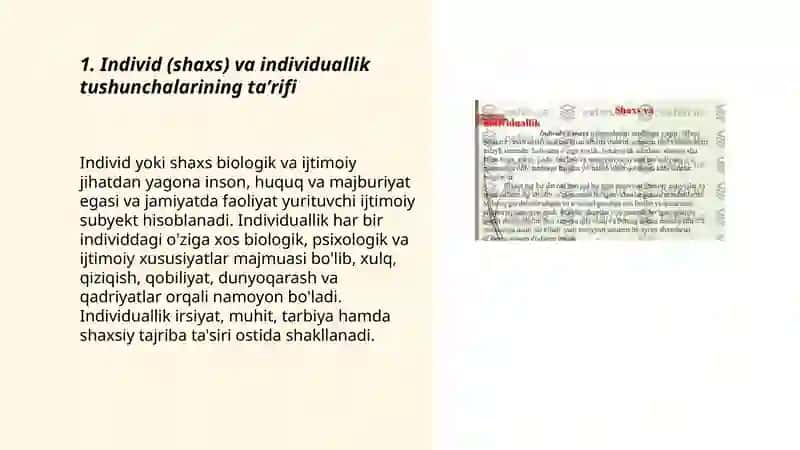 Individ shaxa individuallik tushunchalari 3
