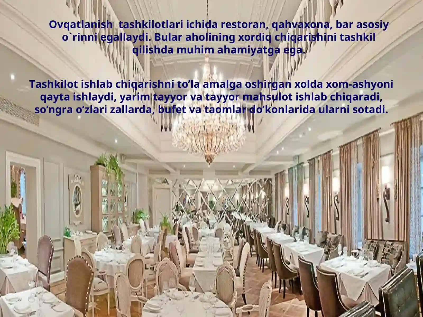 Turizmda ovqatlanish korxonalarini rivojlantirish 3