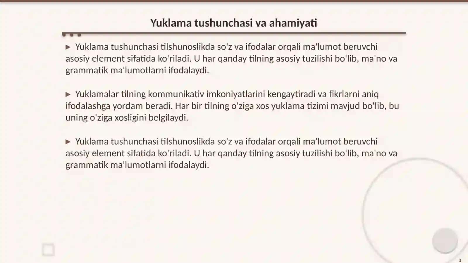 Yuklama va ularning ma'no turlari, grammatik xususiyatlari 3