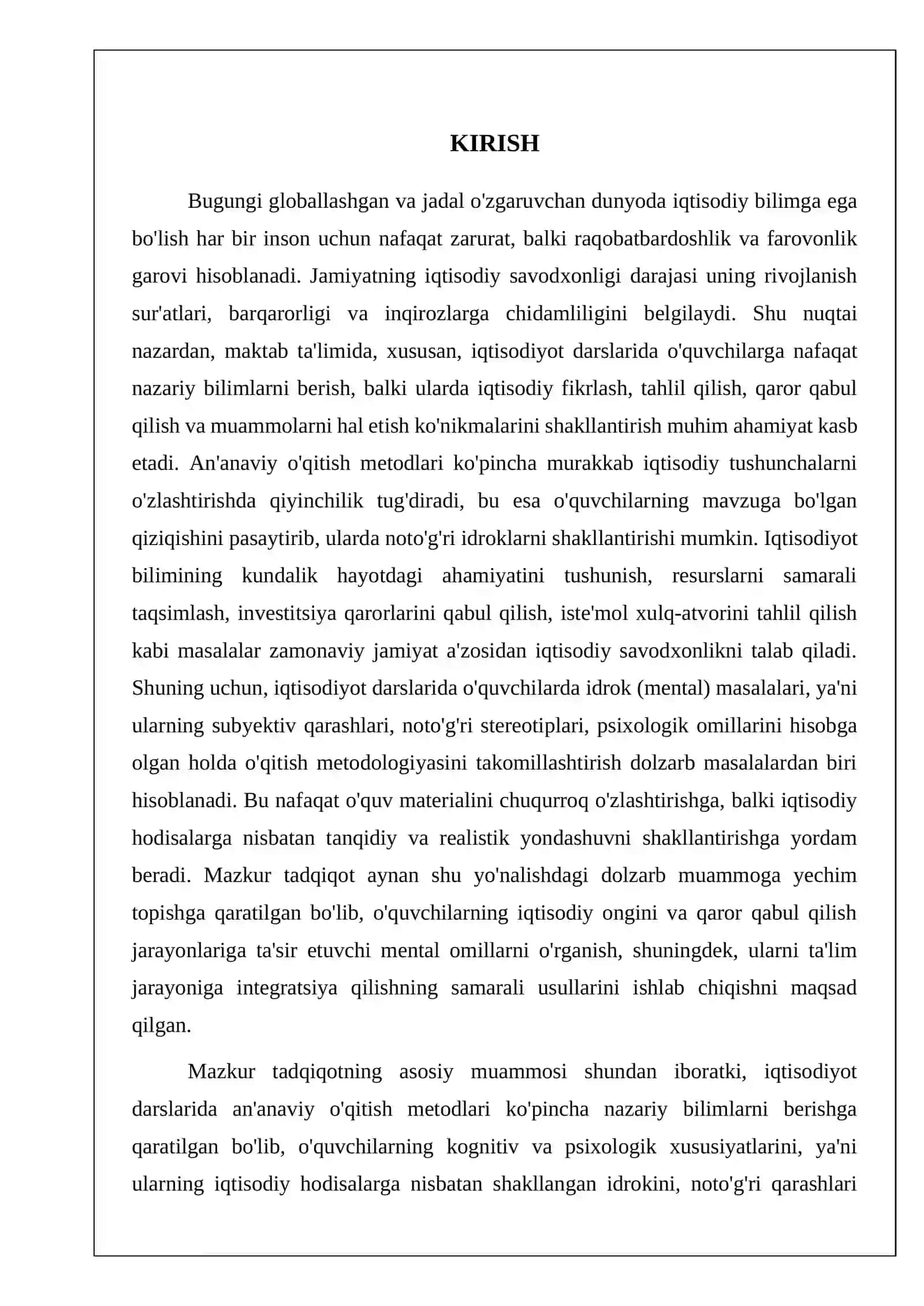 IQTISODIY BILIM ASOSLARINI OʻQITISH METODIKASI 3