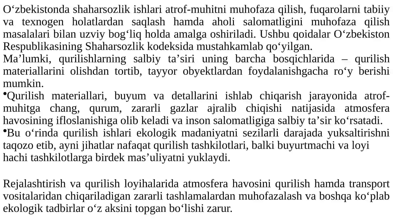 Shaharlarni barqaror rivojlanishida atrof muhit muhandisligining o’rni 3