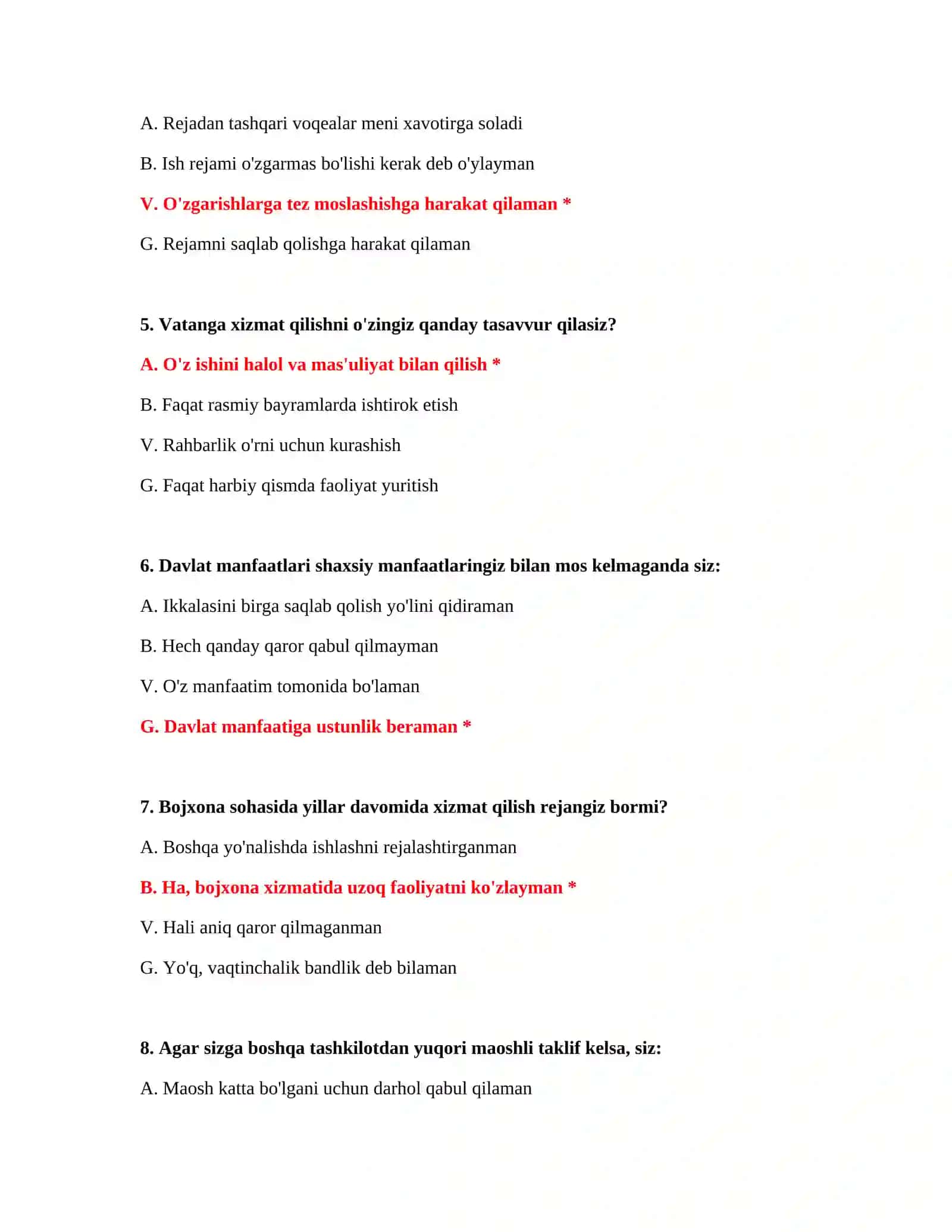 Bojxona test savollari Word 3