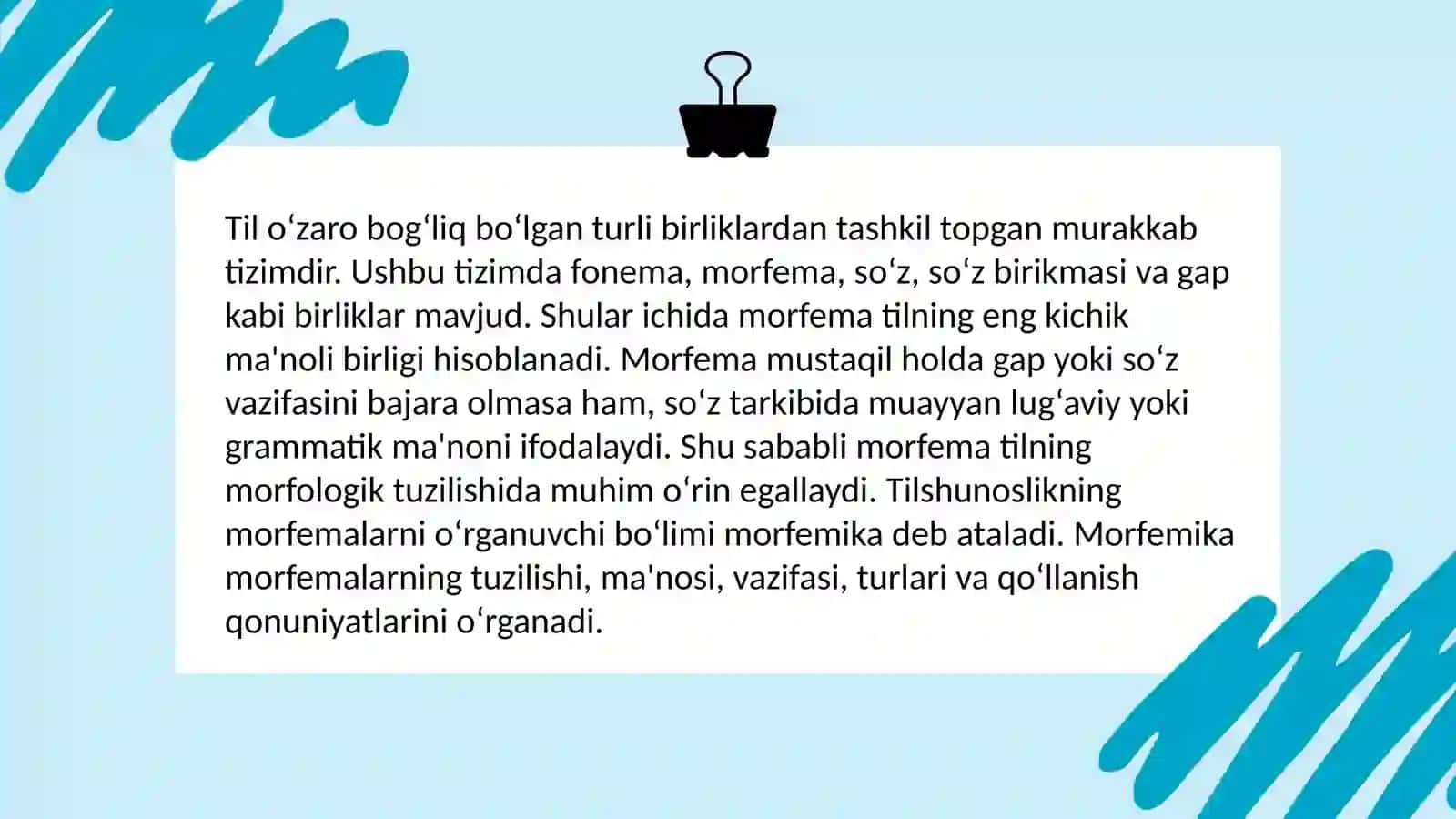 Morfema haqida umumiy ma'lumot, uning mohiyati va til tizimidagi o‘rni 3