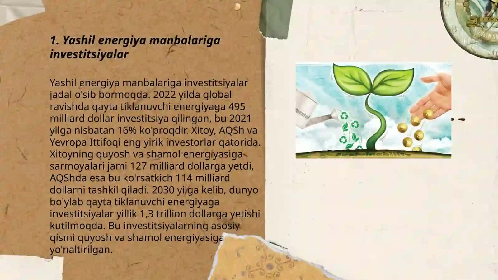 Yashil iqtisodiyotni rag'batlantiruvchi sohalarga investitsiyalar va xarajatlarni rag’batlantirish 3