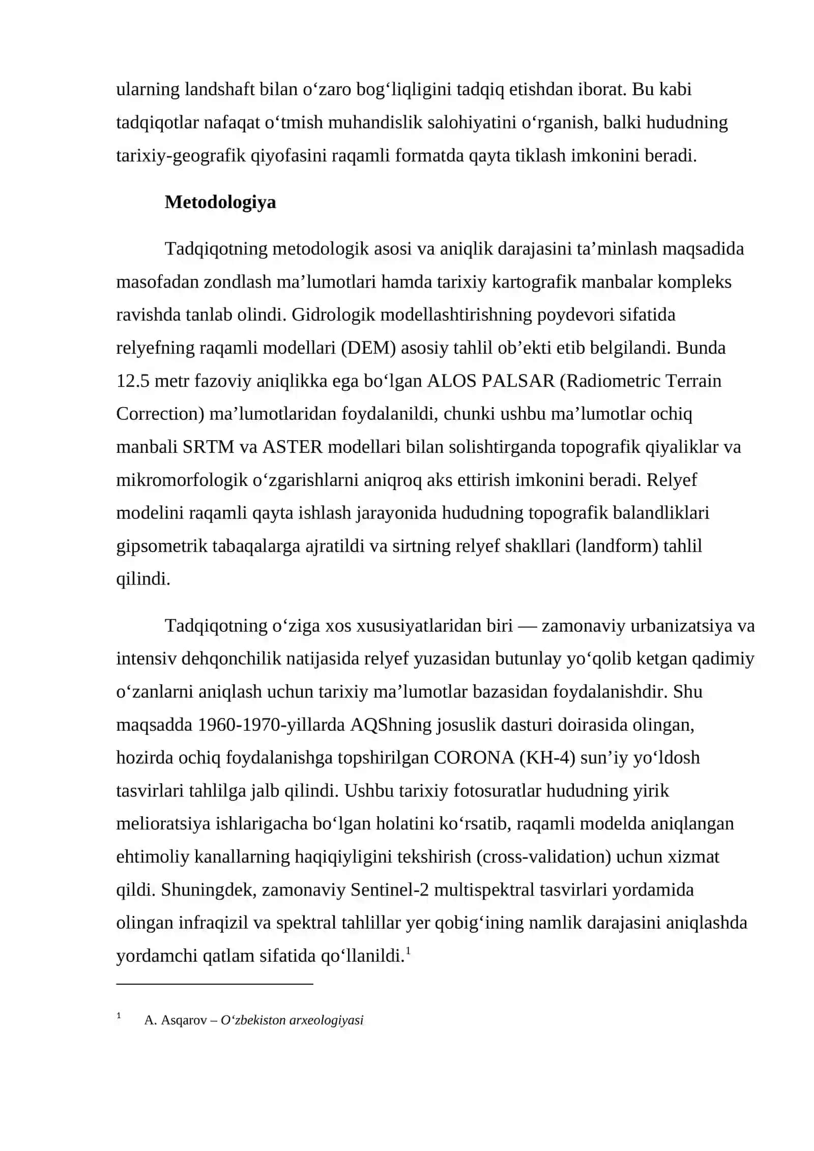 GIDRO-ARXEOLOGIK MODELLASHTIRISH: QADIMGI SUGʻORISH TIZIMLARI VA LANDSHAFTNING RAQAMLI REKONSTRUKSIYASI 3