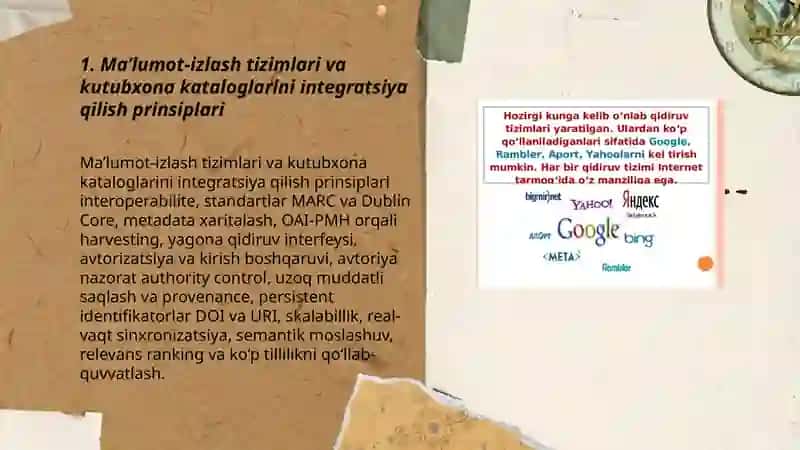 Ma’lumot-izlash tizimlari va kutubxona kataloglarini integratsiya qilish 3