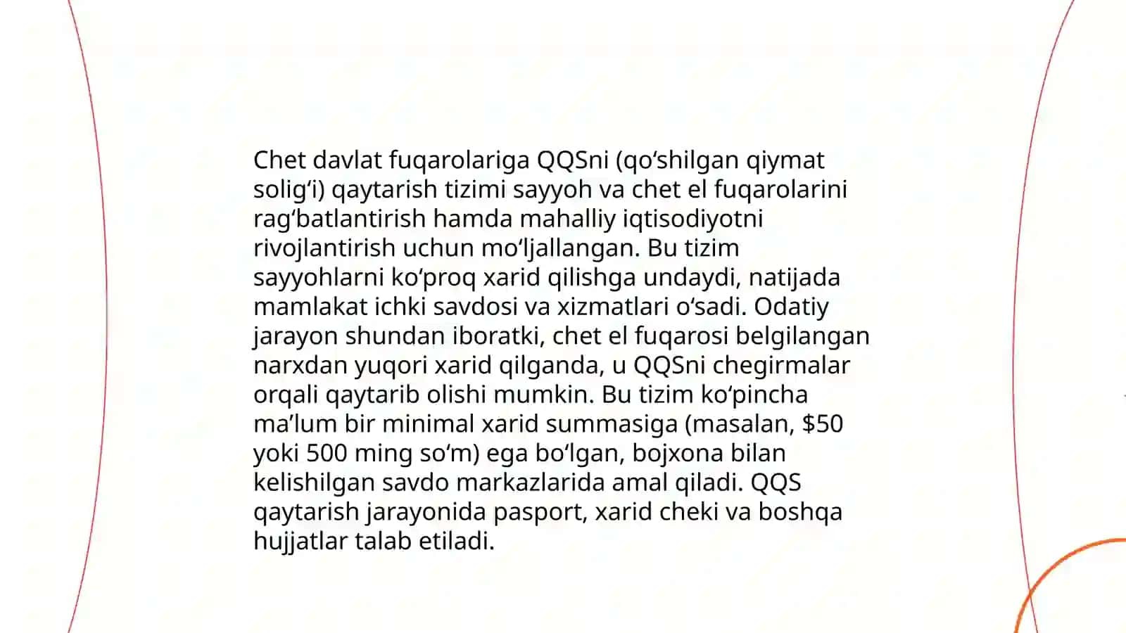 Chet davlat fuqarolariga xarid qilingan tovarlar uchun qoʻshilgan qiymat soligʻini qaytarish tizimining joriy qilinishi va uni qoʻllash tartibi 3
