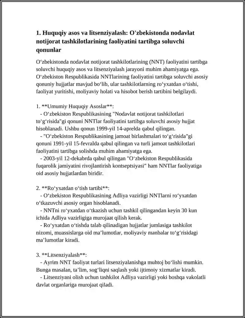 O'ZBEKISTONDA NODALAT NOTIJORAT TASHKILOTLARINING FAOLIYATI 3