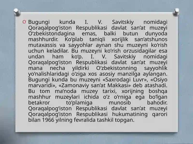 I.V. Savitskiy nomidagi Qoraqalpog'iston davlat san'at muzeyi 3