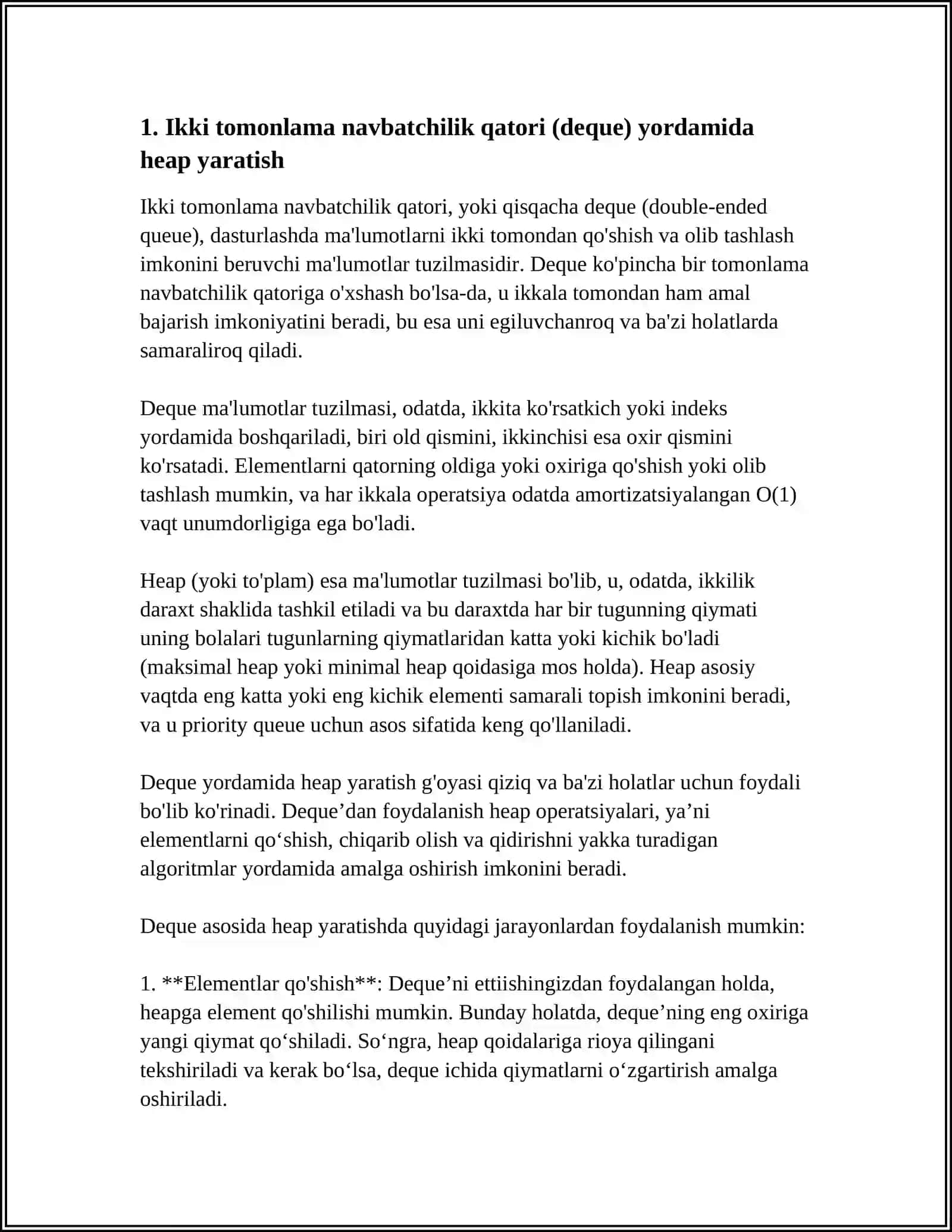 HEAP TRE KURINISHIDAGI BINAR DARAXTLARINI QURISH ALGORITMLARI VA ULARNING USTIDA AMALLAR 3