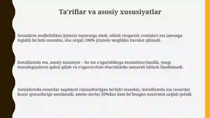 Sotsializm va instalizim oʻrtasida farq va oʻxshash taraflari 3