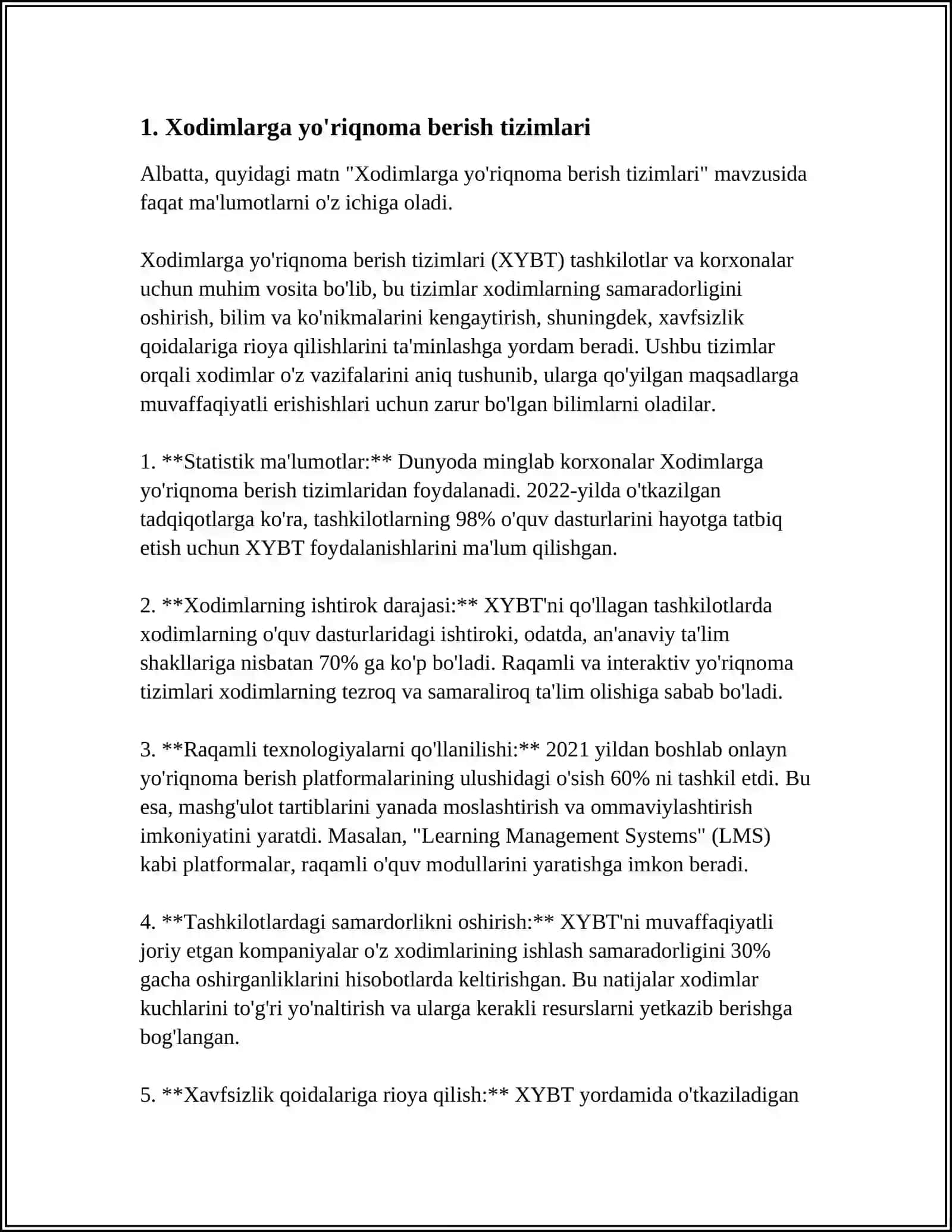 Xodimlarga yo'riqnoma berish tizimlari 3