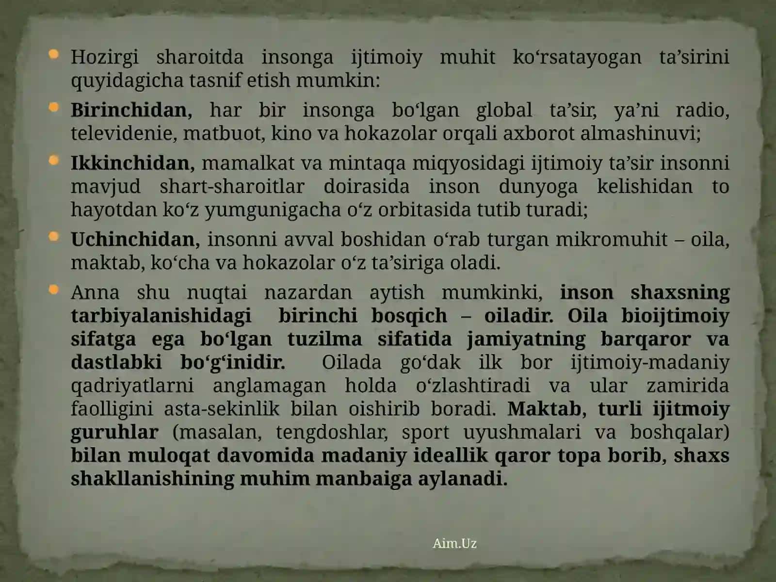 Tarbiya jarayonining mazmuni. Tarbiya tamoyillari 3