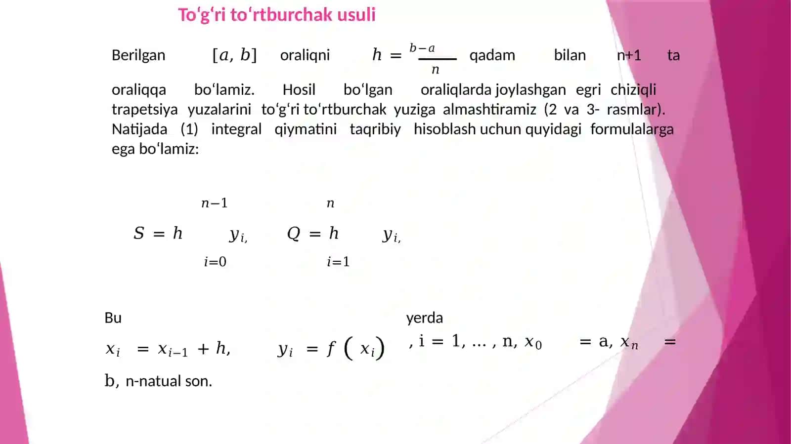 Aniq integral ni taqribiy hisoblash usullari 3