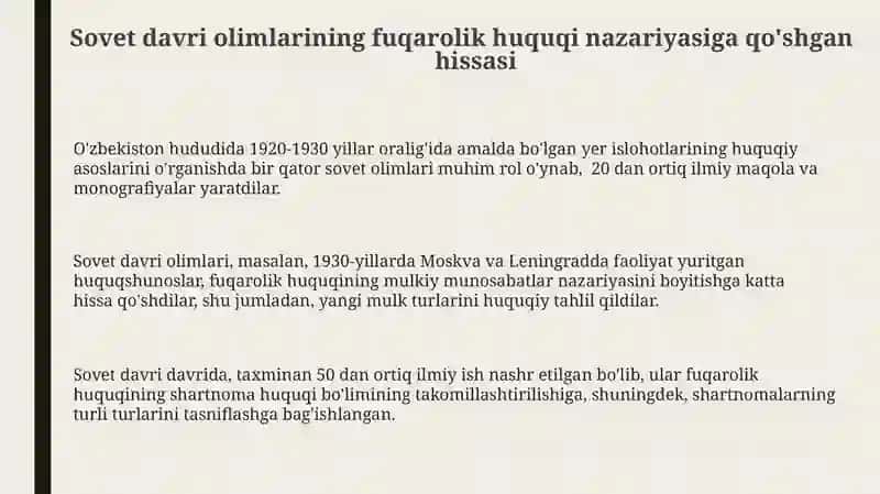 Fuqarolik huquqini rivojlantirishda hissa qoʻshgan milliy va xorijiy olimlar 3