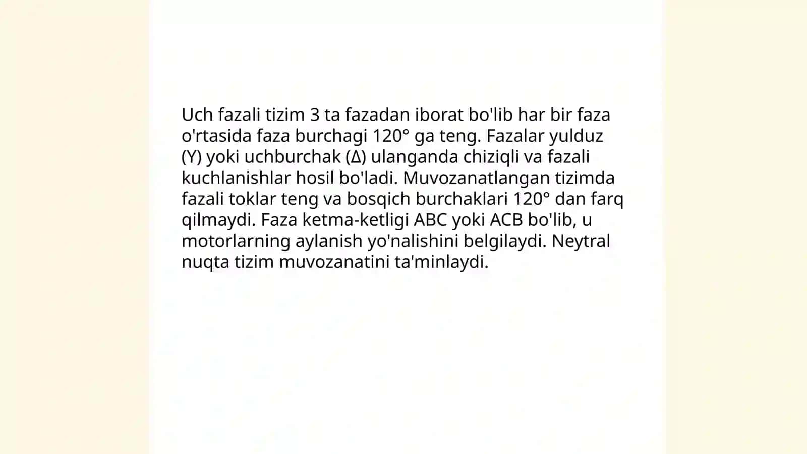 Uch fazali EYUK kuchlanish va tok sistemasini hosil qilish 3