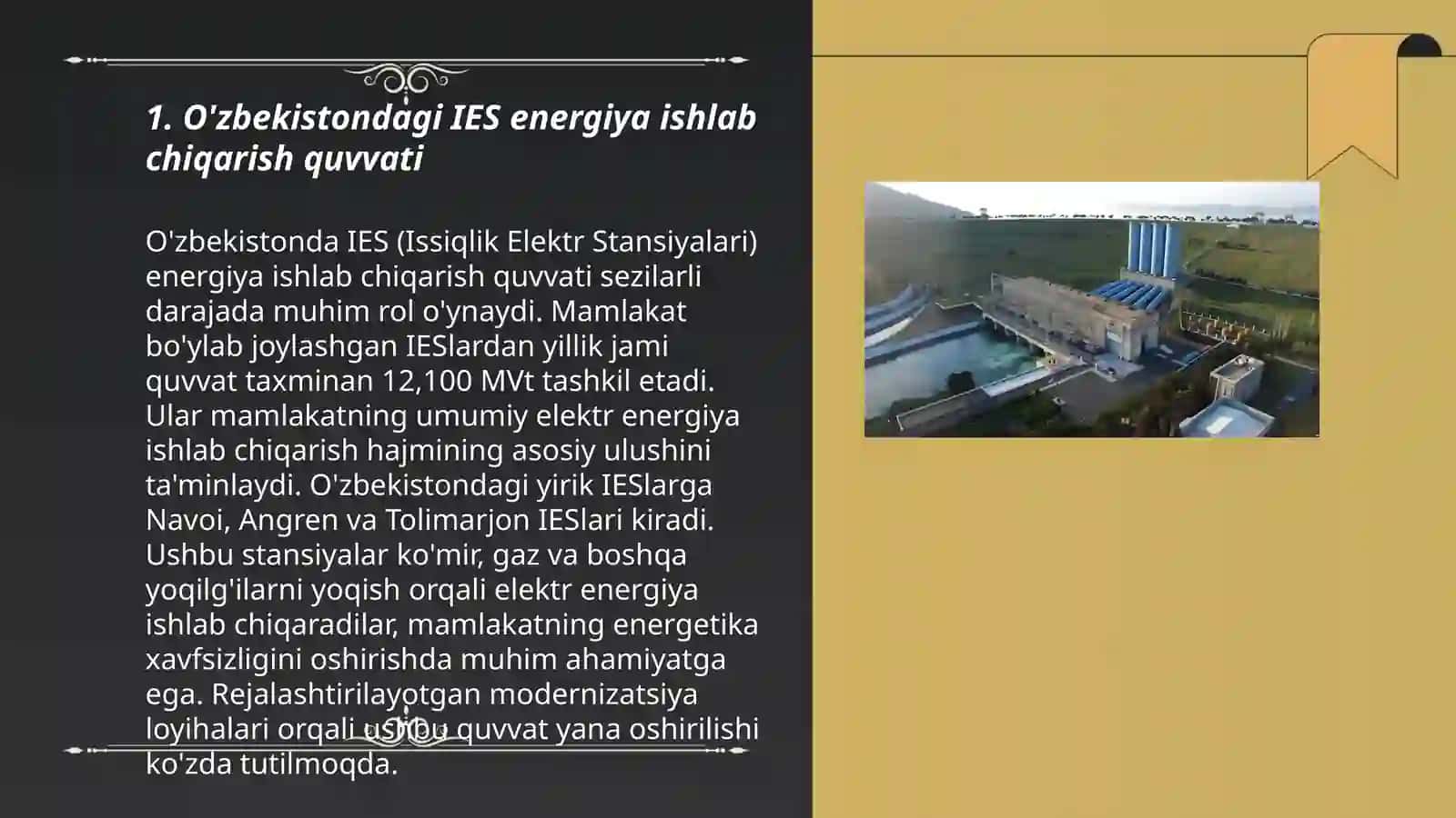 O'zbekistondagi IES energiya ishlab chiqarish quvvati 3