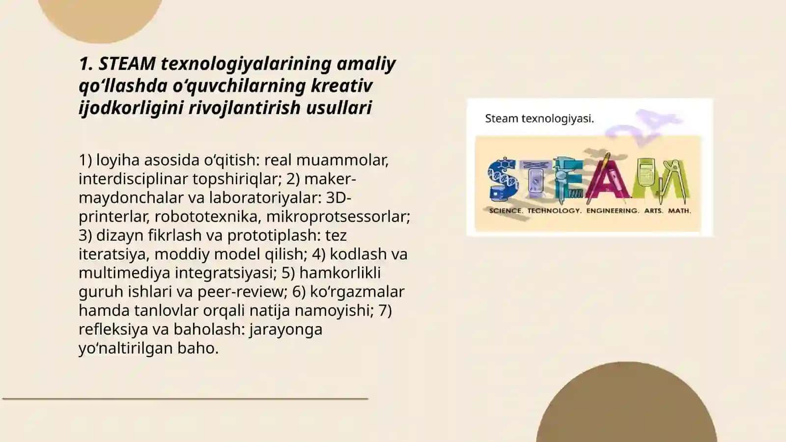 STEAM texnologiyasining amaliy qo’llashda o’qtuvchilarning kreativ ijodkorligi 3
