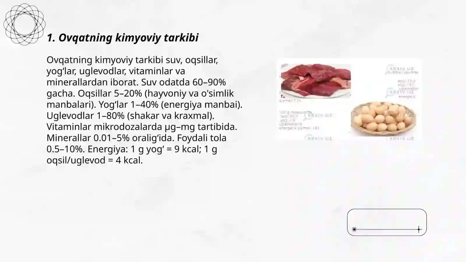 Ovqat va uning tarkibi 3