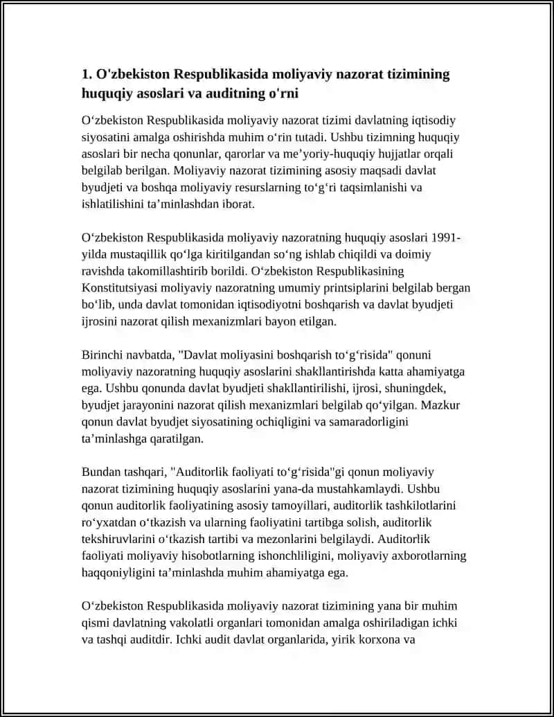 O‘ZBEKISTON RESPUBLIKASI MOLIYAVIY NAZORAT TIZIMIDA AUDITNING ROLI 3