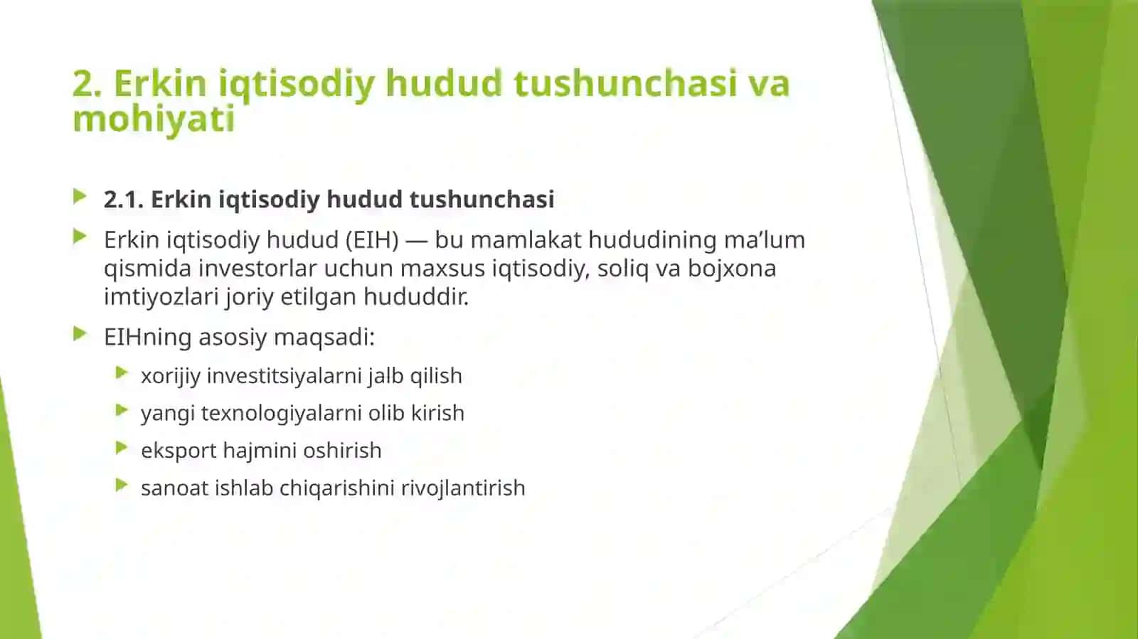 IQTISODIYOTGA INVESTITSIYALARNI JALB ETISHDA ERKIN IQTISODIY HUDUDLARNING O‘RNI 3