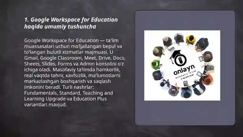 Masofaviy ta'lim. Google xizmatlari 3