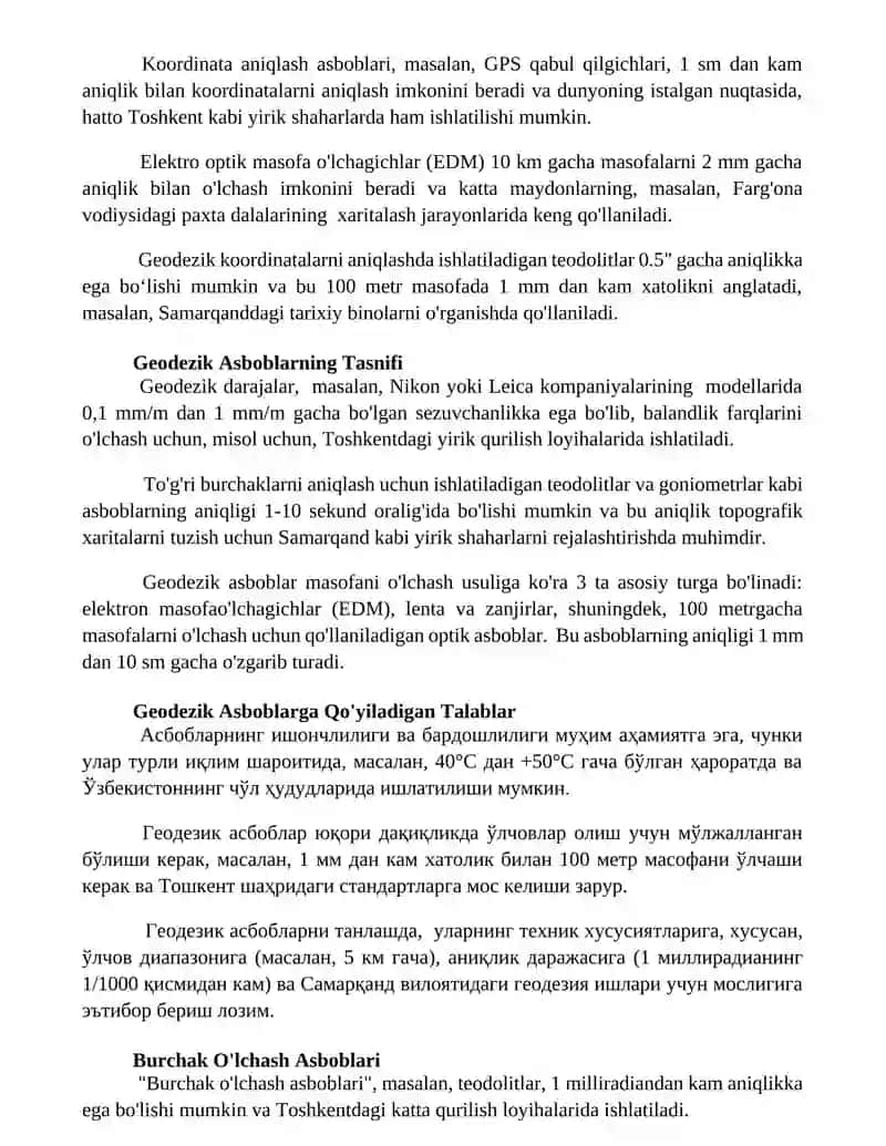 Geodezik asboblar klassifikatsiyasi va ularga qoyiladigan talablar 3