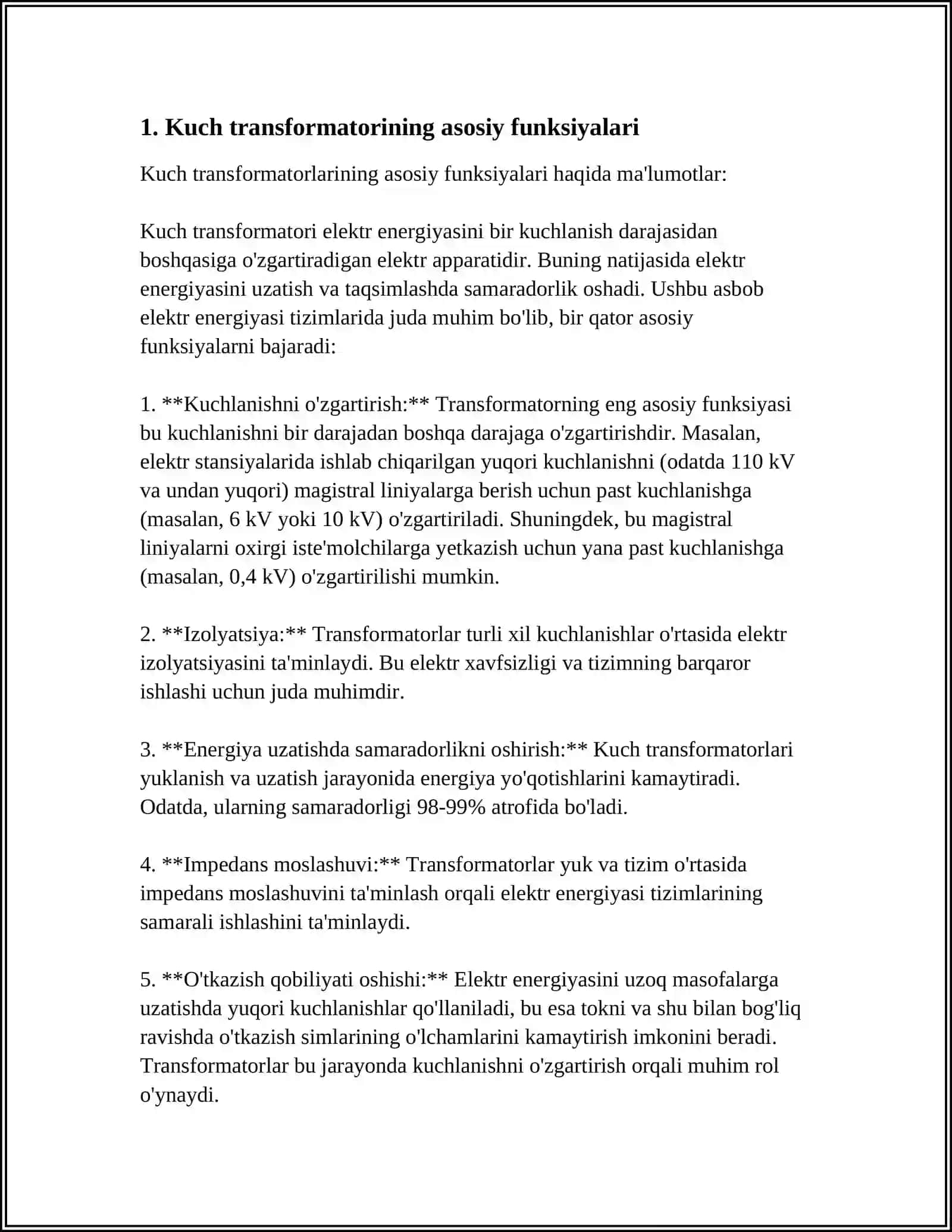 Kuch TRANSFORMATOR VAZIFASI 3