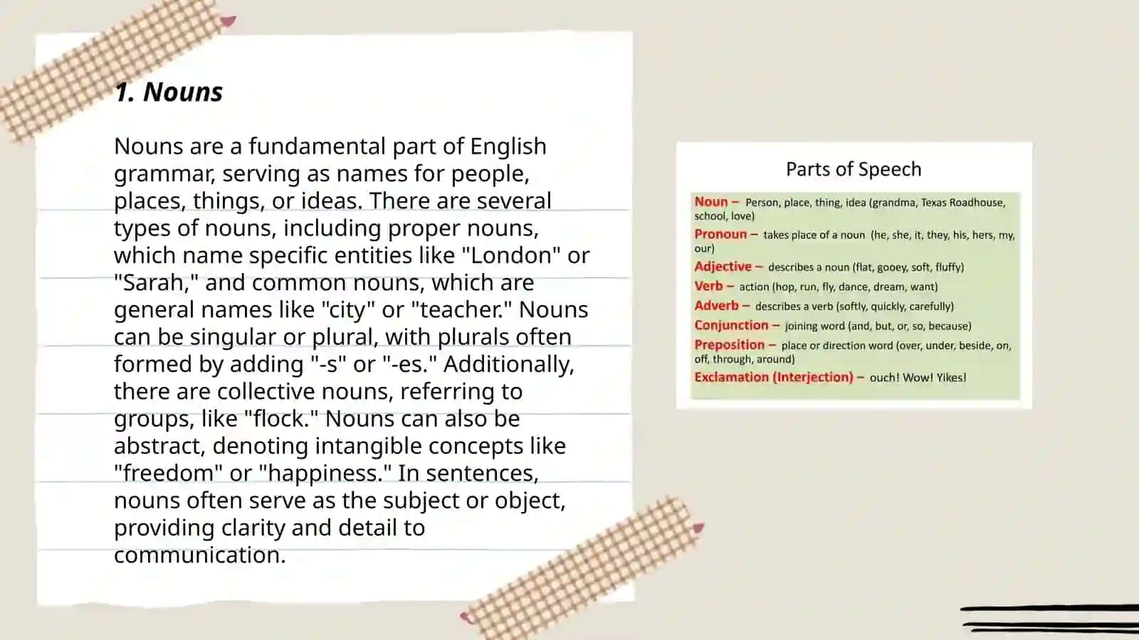Parts of speech classification 3