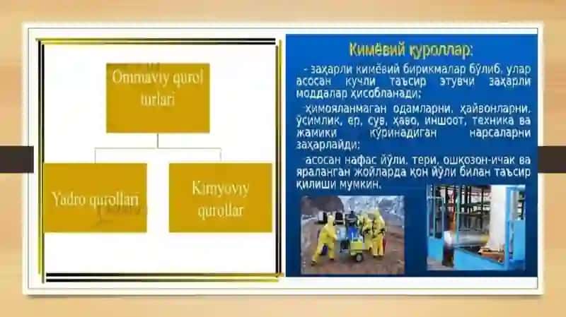 KIMYOVIY QUROL. KIMYOVIY ZАRАRLАNISH О’CHОG’I. KIMYOVIY VAZIYATNI BAHOLASH. 3