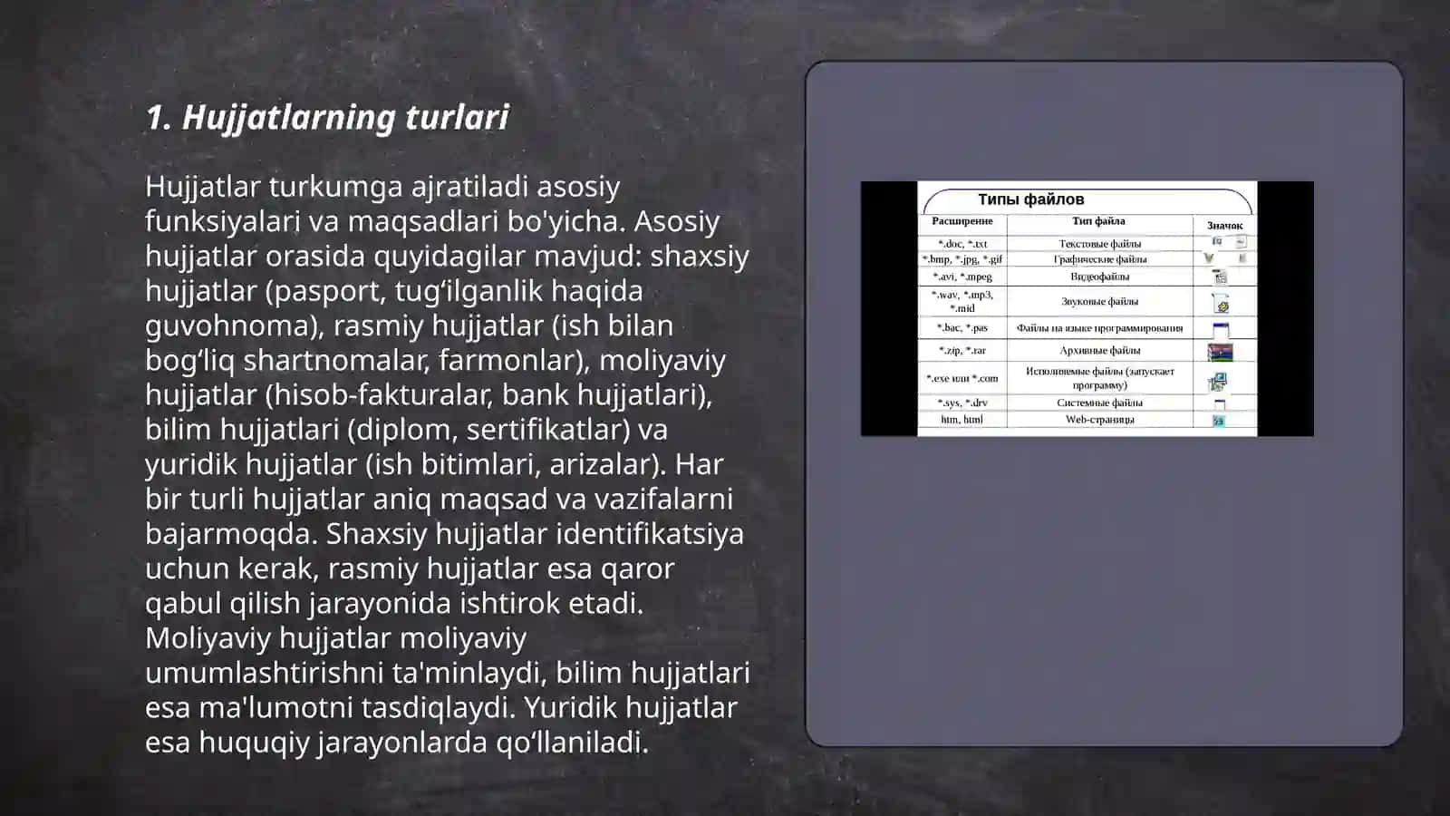 Hujjat turlari va hususiyatlari 3
