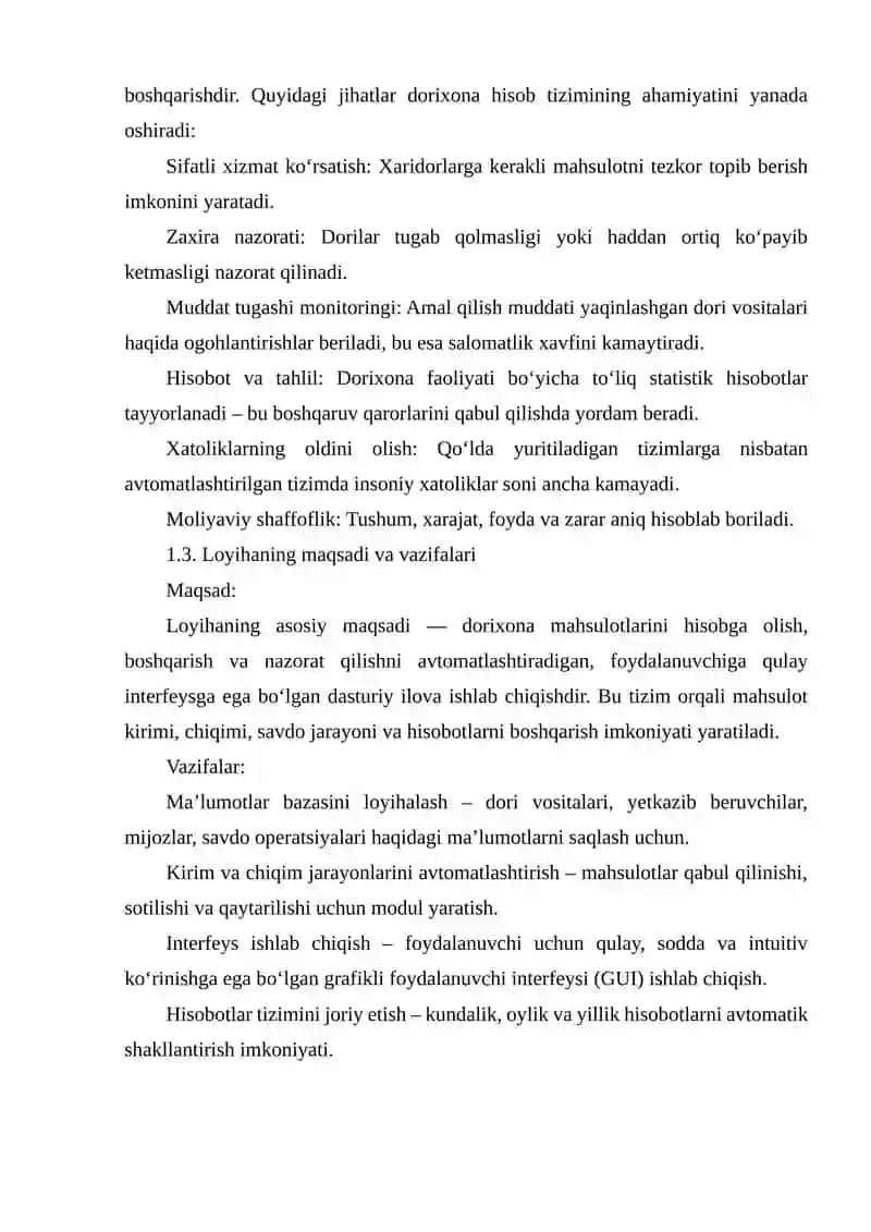 DORIXONA MAHSULOTLARI HISOBINI YURITISH UCHUN DASTUR ILOVASI 3