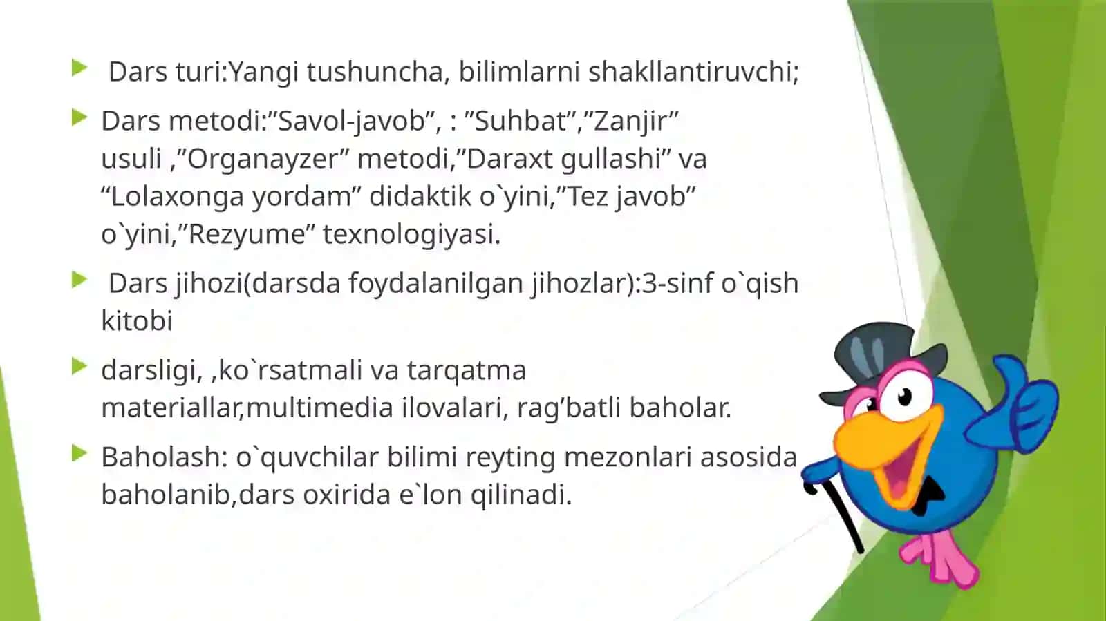3-sinf o`qish fanidan bir soatlik dars ishlanmasi 3