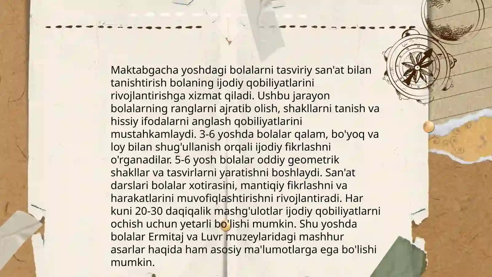 Maktabgacha yoshdagi bolalarni tasviriy san'at asarlarini badiiy tahlil qilishga o‘rgatish 3