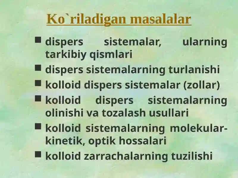 Kolloid sistemalar dializ yo'li bilan tozalash 3