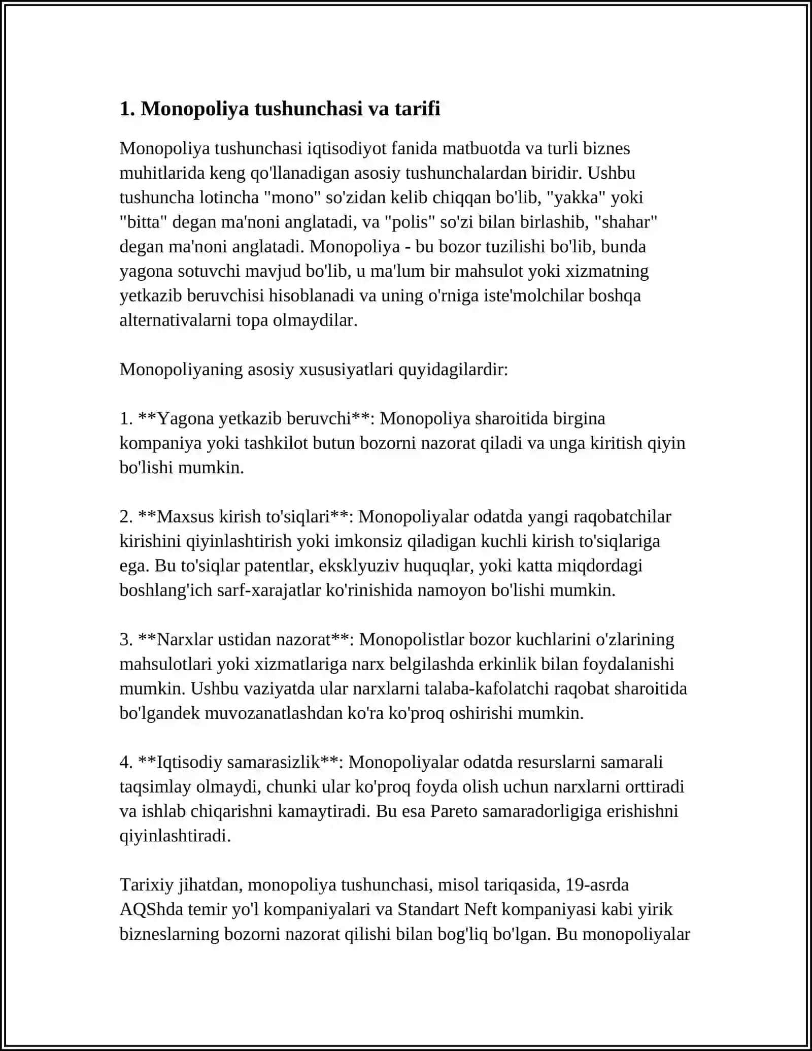 MONOPOLIYA HAQIDA IQTISOD NAZARIYASI 3