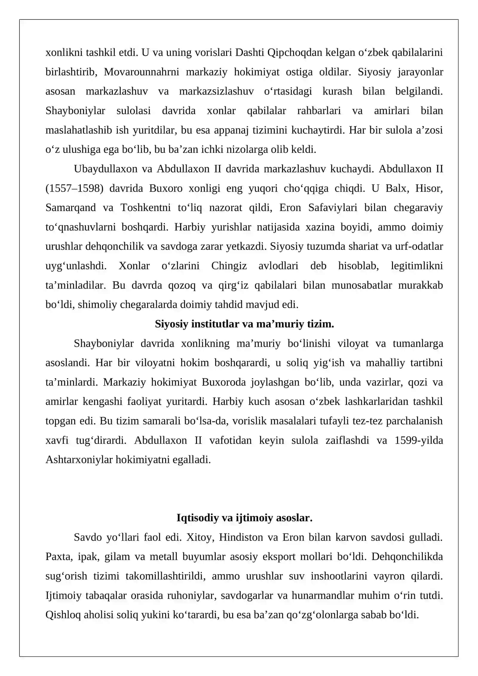 XVI–XIX asr birinchi yarmi O‘rta Osiyo xalqlari san’ati 3