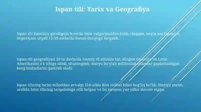 Ispan tili: Tarix, Geografiya va Dialektlar 3