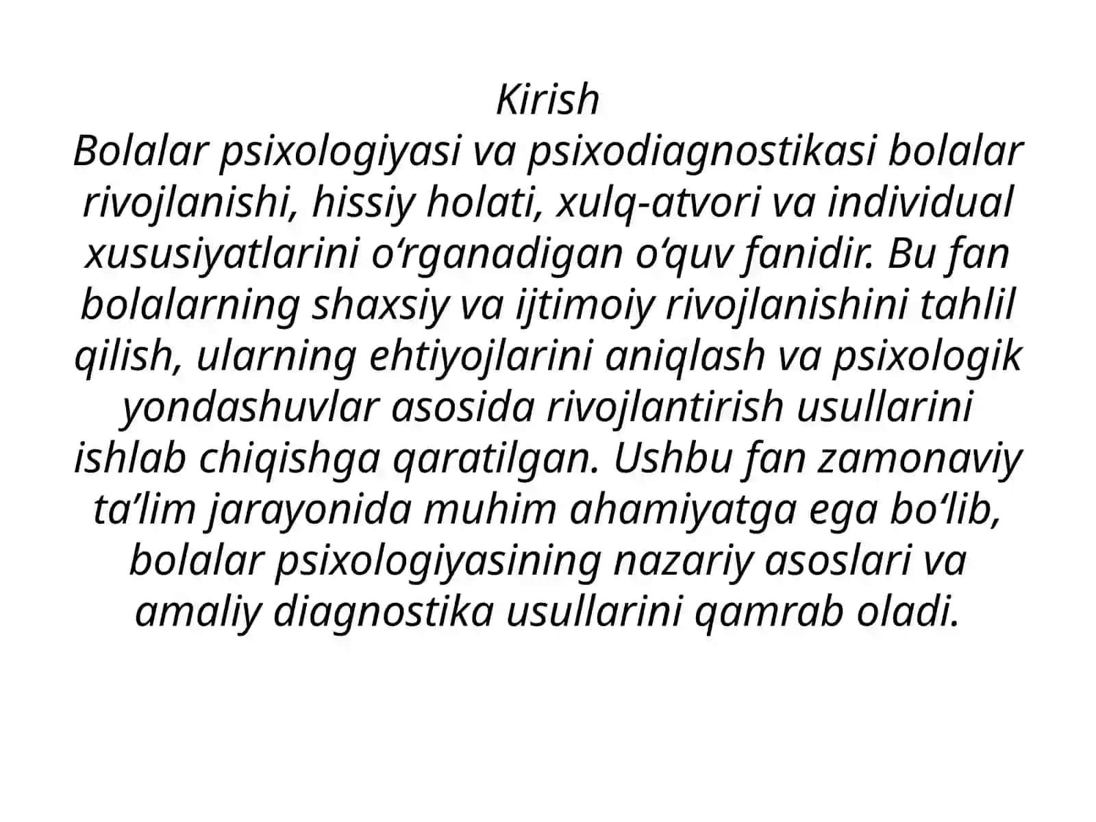 Bolalar psixologiyasi va psixodiagnostikasi o'quv fan sifatida 3