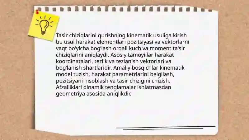 Tasir chiziqlarini qurishning kinematik usuli 3